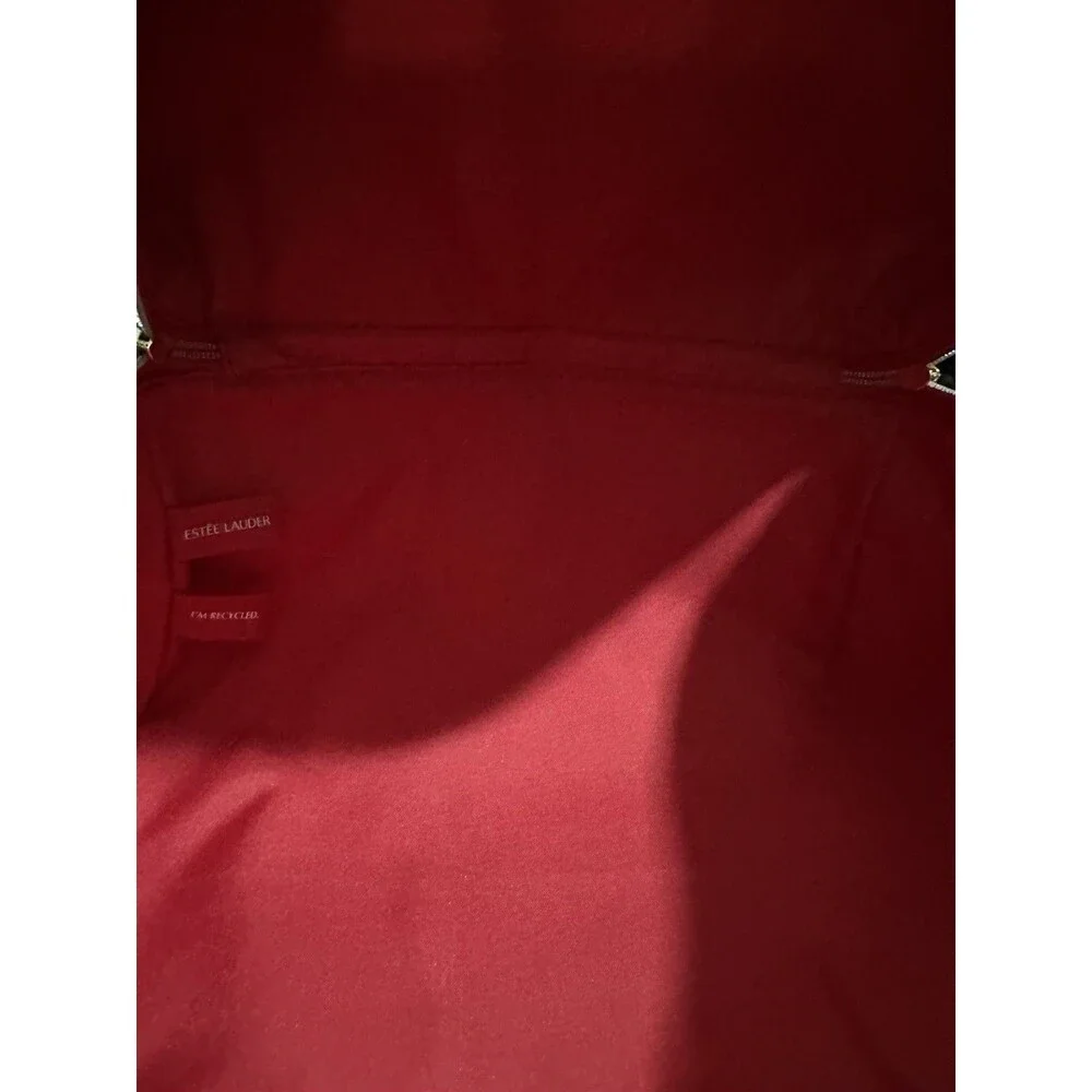Estée Lauder Red Makeup Bag Cosmetic Case w/ Handle, Zipper Closure NWOT